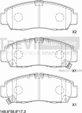 Trevi Automotive PF1219 - Гальмівні колодки, дискові гальма autocars.com.ua