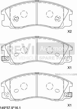 Trevi Automotive PF1220 - Тормозные колодки, дисковые, комплект autodnr.net