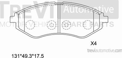 Trevi Automotive PF1228 - Гальмівні колодки, дискові гальма autocars.com.ua