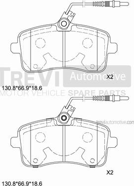 Trevi Automotive PF1239 - Гальмівні колодки, дискові гальма autocars.com.ua