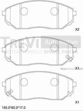 Trevi Automotive PF1245 - Гальмівні колодки, дискові гальма autocars.com.ua