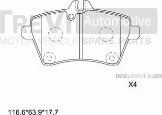 Trevi Automotive PF1250 - Гальмівні колодки, дискові гальма autocars.com.ua