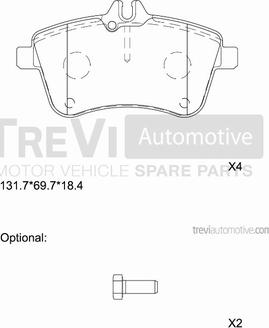 Trevi Automotive PF1251 - Гальмівні колодки, дискові гальма autocars.com.ua