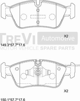 Trevi Automotive PF1252 - Гальмівні колодки, дискові гальма autocars.com.ua