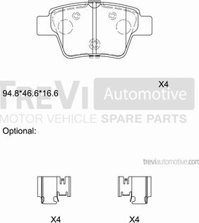 Trevi Automotive PF1259 - Гальмівні колодки, дискові гальма autocars.com.ua