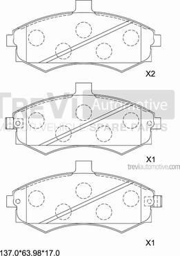 Trevi Automotive PF1281 - Гальмівні колодки, дискові гальма autocars.com.ua