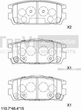 Trevi Automotive PF1282 - Гальмівні колодки, дискові гальма autocars.com.ua