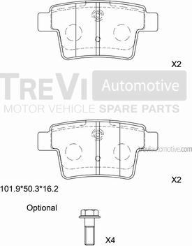 Trevi Automotive PF1298 - Гальмівні колодки, дискові гальма autocars.com.ua