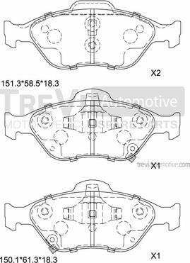 Trevi Automotive PF1300 - Тормозные колодки, дисковые, комплект autodnr.net