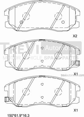 Trevi Automotive PF1315 - Гальмівні колодки, дискові гальма autocars.com.ua