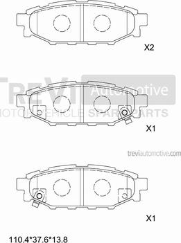 Trevi Automotive PF1322 - Гальмівні колодки, дискові гальма autocars.com.ua