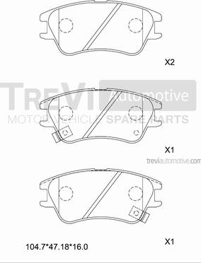 Trevi Automotive PF1325 - Гальмівні колодки, дискові гальма autocars.com.ua