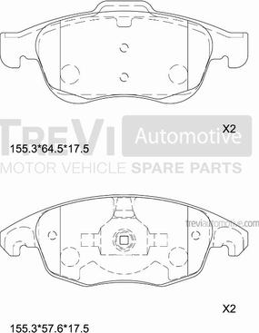 Trevi Automotive PF1331 - Гальмівні колодки, дискові гальма autocars.com.ua