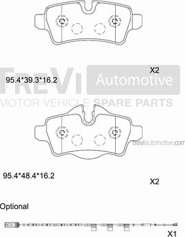 Trevi Automotive PF1335 - Гальмівні колодки, дискові гальма autocars.com.ua