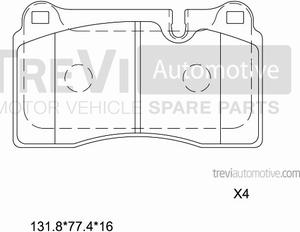 Trevi Automotive PF1342 - Гальмівні колодки, дискові гальма autocars.com.ua