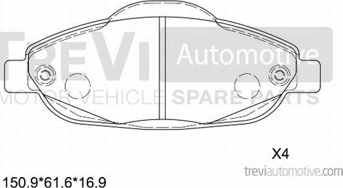 Trevi Automotive PF1360 - Гальмівні колодки, дискові гальма autocars.com.ua