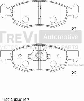 Trevi Automotive PF1362 - Гальмівні колодки, дискові гальма autocars.com.ua