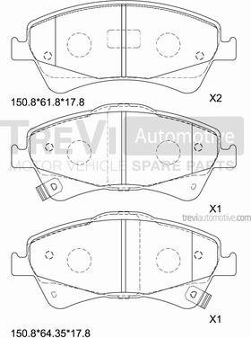 Trevi Automotive PF1369 - Гальмівні колодки, дискові гальма autocars.com.ua