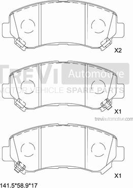 Trevi Automotive PF1372 - Гальмівні колодки, дискові гальма autocars.com.ua