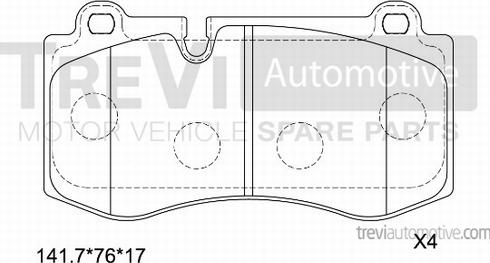 Trevi Automotive PF1374 - Гальмівні колодки, дискові гальма autocars.com.ua