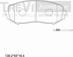 Trevi Automotive PF1378 - Гальмівні колодки, дискові гальма autocars.com.ua