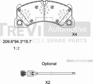 Trevi Automotive PF1380 - Гальмівні колодки, дискові гальма autocars.com.ua