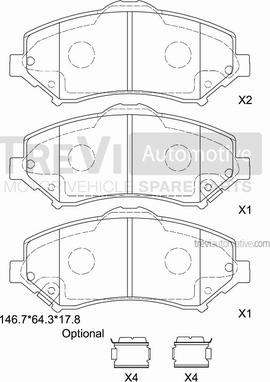 Trevi Automotive PF1384 - Гальмівні колодки, дискові гальма autocars.com.ua