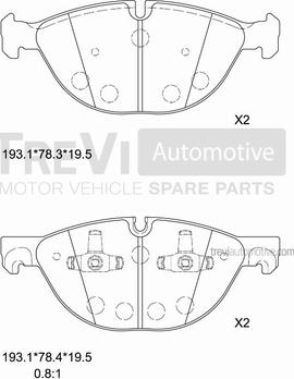 Trevi Automotive PF1388 - Гальмівні колодки, дискові гальма autocars.com.ua