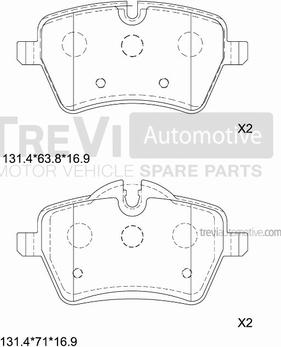 Trevi Automotive PF1389 - Гальмівні колодки, дискові гальма autocars.com.ua