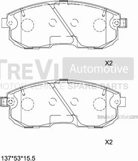 Trevi Automotive PF1396 - Гальмівні колодки, дискові гальма autocars.com.ua