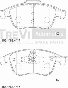 Trevi Automotive PF1404 - Гальмівні колодки, дискові гальма autocars.com.ua