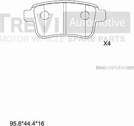 Trevi Automotive PF1409 - Гальмівні колодки, дискові гальма autocars.com.ua