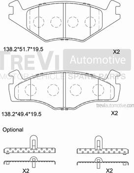 Trevi Automotive PF1411 - Гальмівні колодки, дискові гальма autocars.com.ua