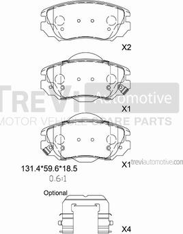 Trevi Automotive PF1418 - Гальмівні колодки, дискові гальма autocars.com.ua