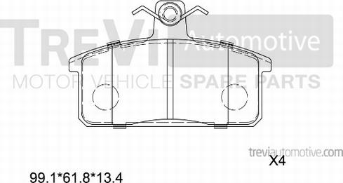 Trevi Automotive PF1425 - Гальмівні колодки, дискові гальма autocars.com.ua