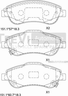 Trevi Automotive PF1427 - Гальмівні колодки, дискові гальма autocars.com.ua