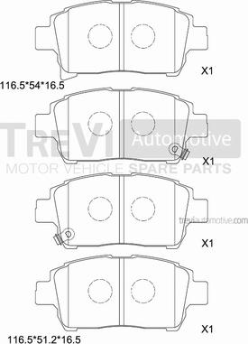 Trevi Automotive PF1431 - Гальмівні колодки, дискові гальма autocars.com.ua