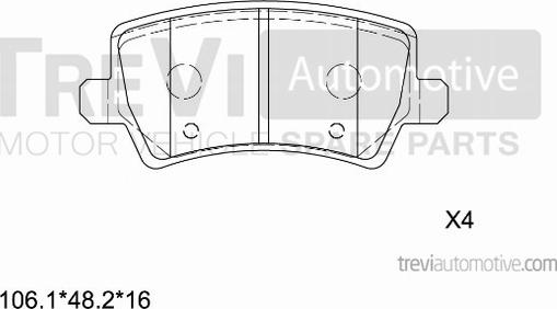 Trevi Automotive PF1432 - Тормозные колодки, дисковые, комплект autodnr.net