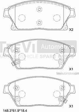 Trevi Automotive PF1442 - Гальмівні колодки, дискові гальма autocars.com.ua