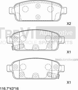 Trevi Automotive PF1443 - Тормозные колодки, дисковые, комплект autodnr.net