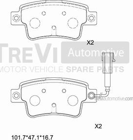 Trevi Automotive PF1455 - Гальмівні колодки, дискові гальма autocars.com.ua