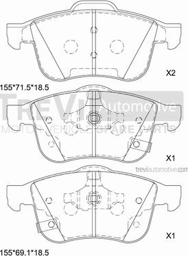 Trevi Automotive PF1460 - Гальмівні колодки, дискові гальма autocars.com.ua