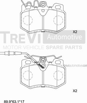 Trevi Automotive PF1462 - Гальмівні колодки, дискові гальма autocars.com.ua