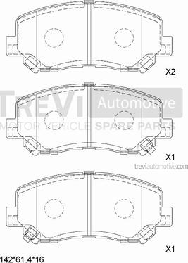 Trevi Automotive PF1466 - Гальмівні колодки, дискові гальма autocars.com.ua