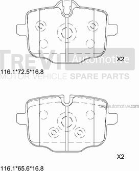 Trevi Automotive PF1469 - Гальмівні колодки, дискові гальма autocars.com.ua