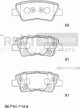 Trevi Automotive PF1472 - Гальмівні колодки, дискові гальма autocars.com.ua