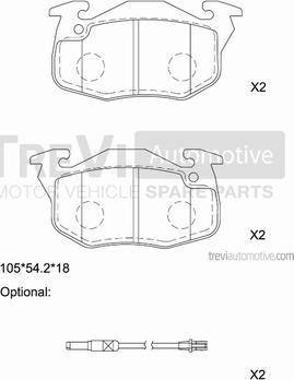 Trevi Automotive PF1476 - Гальмівні колодки, дискові гальма autocars.com.ua