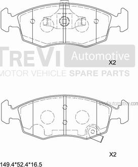 Trevi Automotive PF1477 - Гальмівні колодки, дискові гальма autocars.com.ua