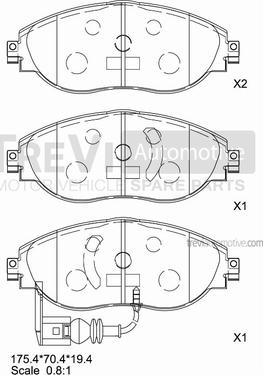 Trevi Automotive PF1483 - Гальмівні колодки, дискові гальма autocars.com.ua