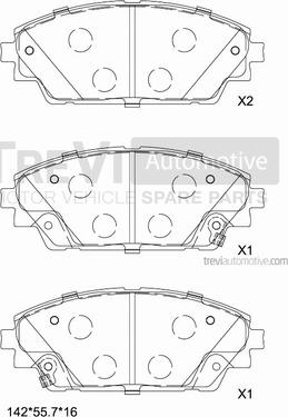 Trevi Automotive PF1490 - Гальмівні колодки, дискові гальма autocars.com.ua